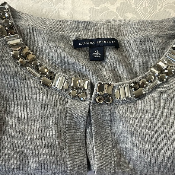 Banana Republic Sweaters - Banana Republic Poly/Wool Rhinestone Collar Ribbed women Cardigan Size XSmall
